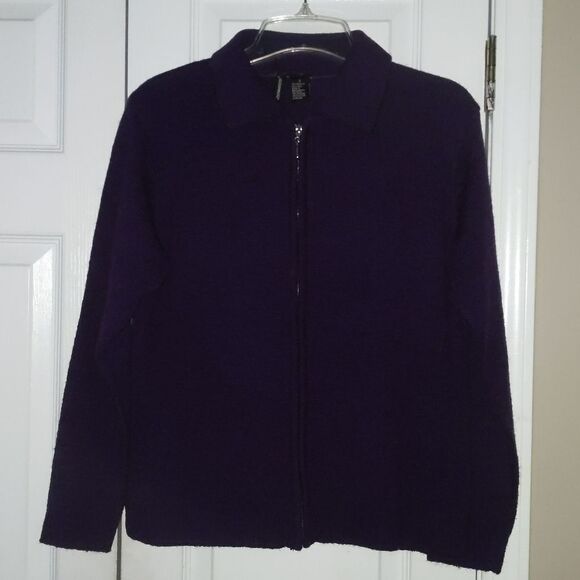 Jason Maxwell eggplant purple zip up cardigan - Picture 1 of 5